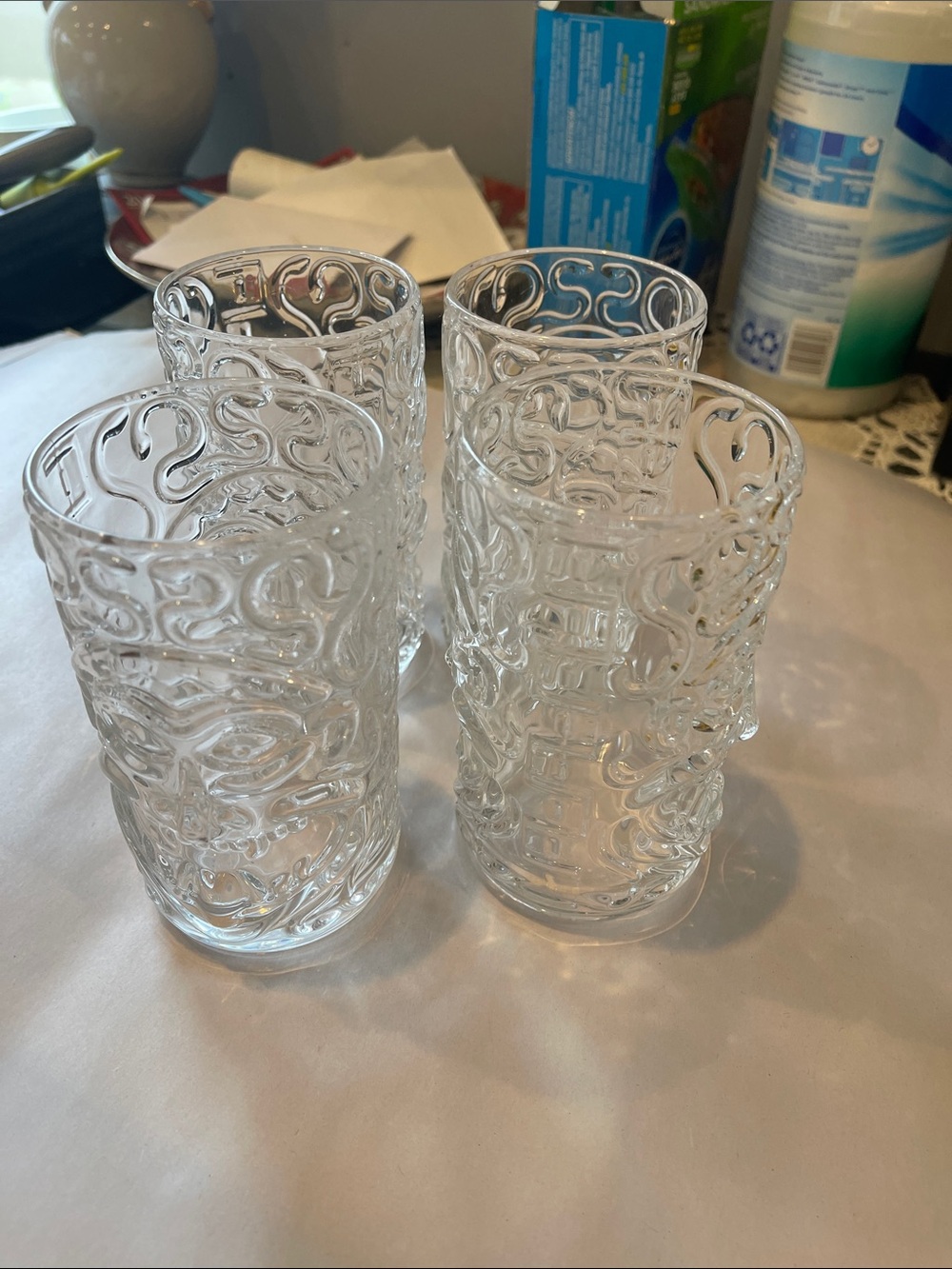Tiki Clear Textured Glass Tumbler Set - 4 Pack for your cold ice tea summer